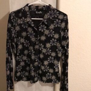 Accomplice Black Floral Button-Up Top